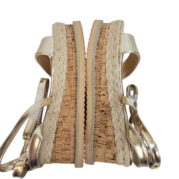 Pretty Little Thing Metallic Gold Boho Cottagecore Platform Chunky Sandals 3/36 - Picture 6 of 15